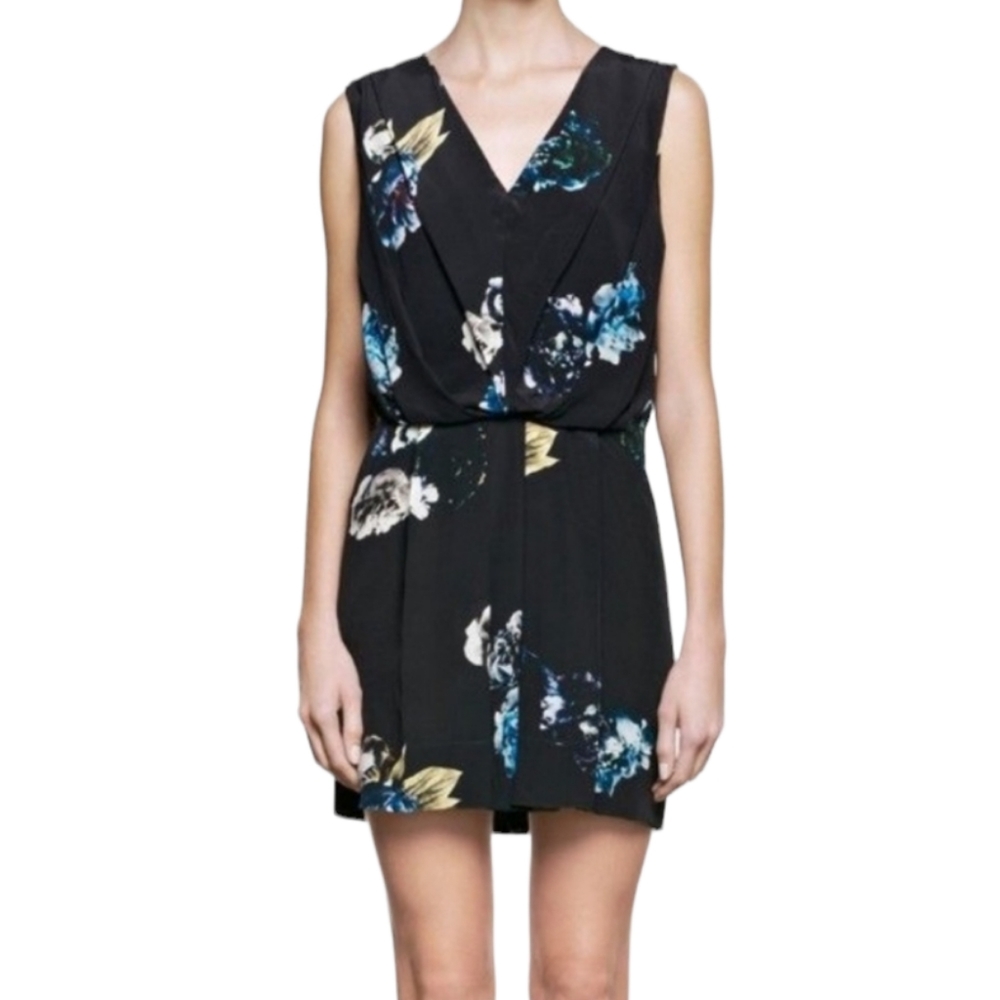 AllSaints 100% Silk Peony Pleated Dress